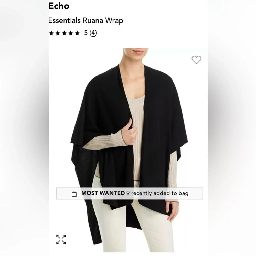 Wrap Shrug Poncho‎ Sweater Echo Design Black